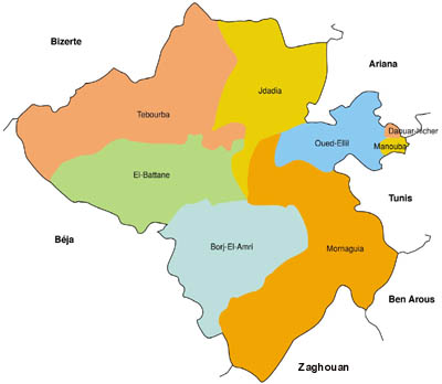 Manouba Governorate Map, Tunisia