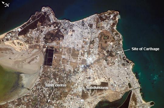 Satellite Image, Photo of Tunis, Tunisia