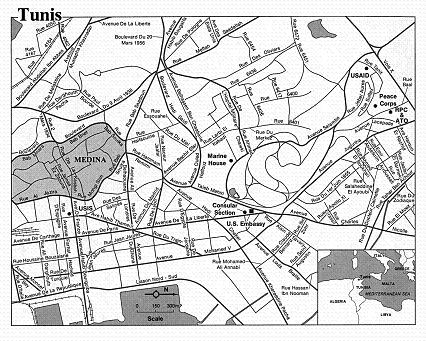 Tunis Map, Tunisia