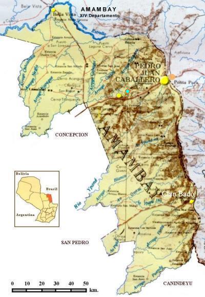 Amambay Department Map, Paraguay