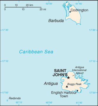 Antigua and Barbuda Small Scale Map