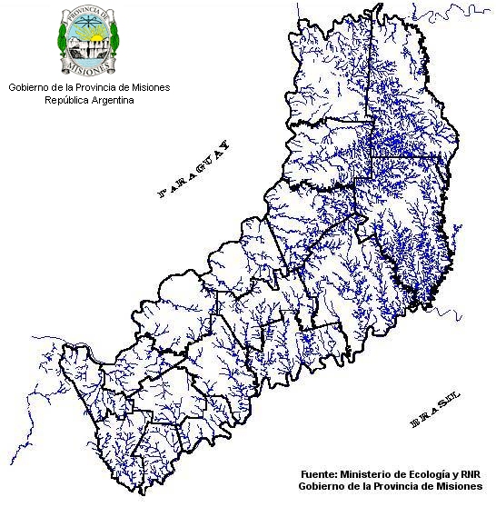 Carte Hydrographique, Province de Misiones, Argentine Carte Hydrographique, Province de Misiones, Argentine