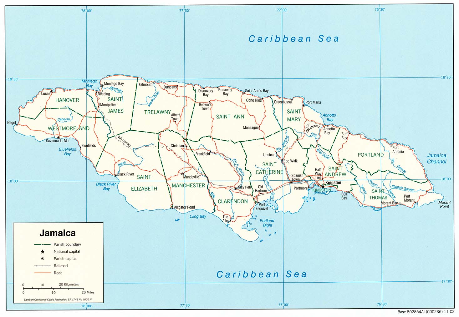 Jamaica Political Map