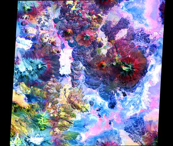 Satellite Image, Photo of Pampa Luxsar Lava Complex, Chile / Bolivia