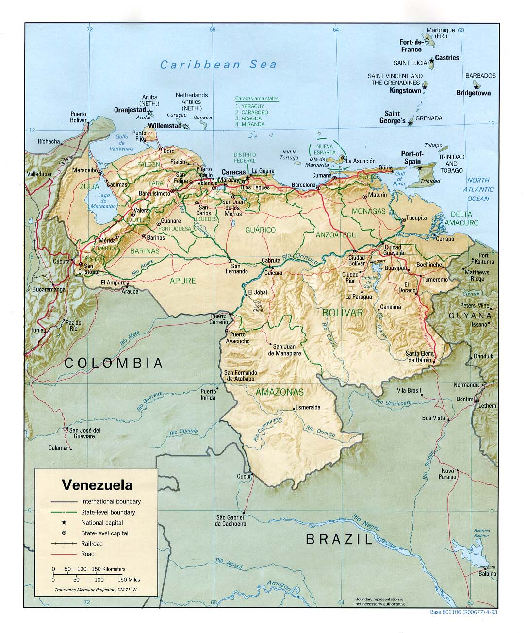 Venezuela Shaded Relief Map