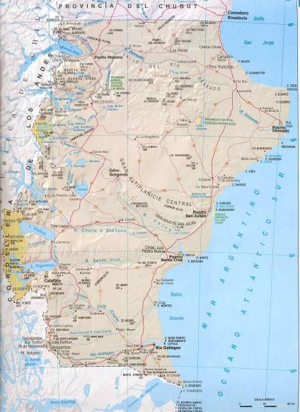 Carte de la Province de Santa Cruz, Argentine