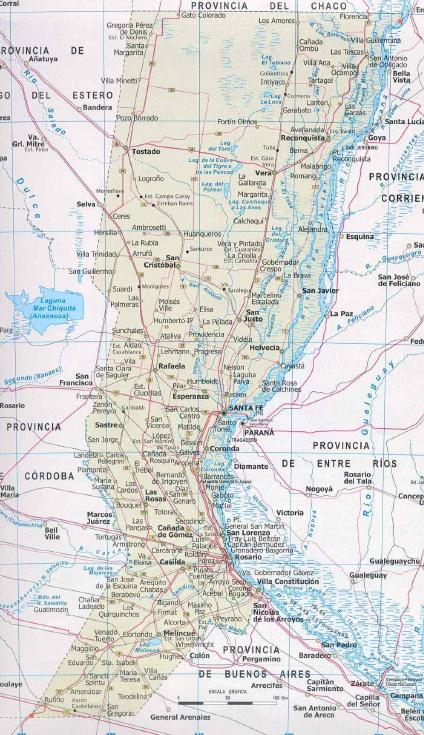 Carte de la Province de Santa Fe, Argentine