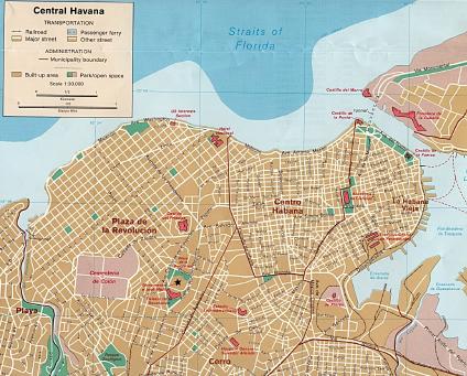 Havana City Map, Ciudad de La Habana Prov., Cuba
