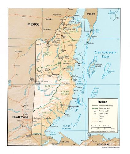 Mapa de Relieve Sombreado de Belice
