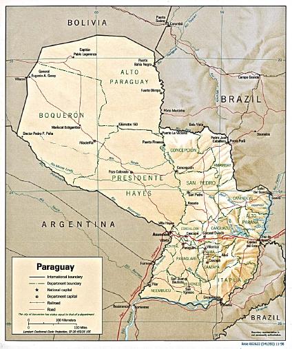 Mapa Relieve Sombreado de Paraguay