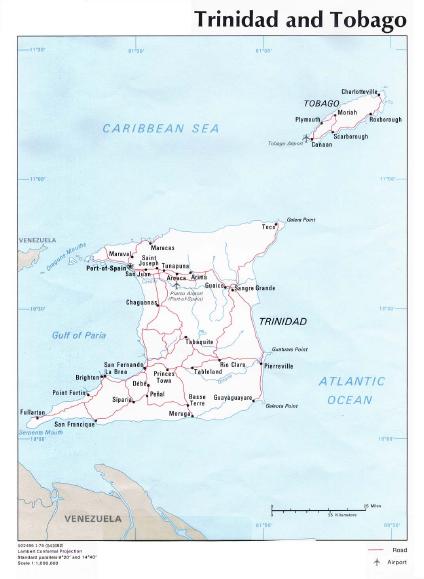 Mapa politico de Trinidad y Tobago