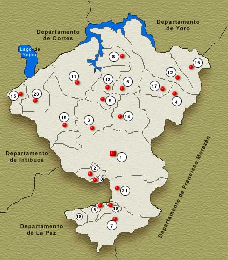 Comayagua Department Map, Honduras