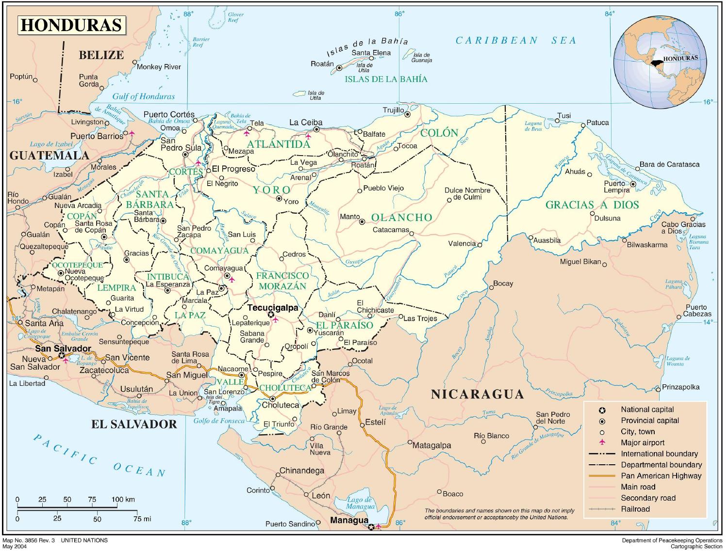 Honduras Political Map