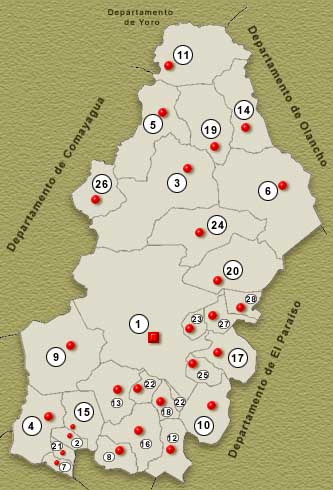 Mapa Departamento de Francisco Morazan, Honduras