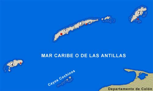 Mapa Departamento de Islas de la Bahia, Honduras