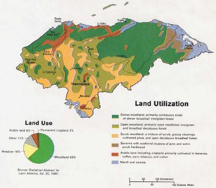 Mapa Uso de la Tierra, Vegetación Honduras