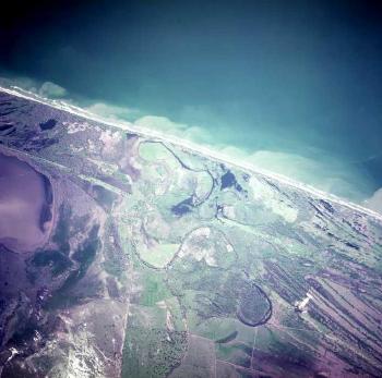 Satellite Image, Photo of Caribbean Sea Coast, Trujillo, Colon Departmento, Honduras