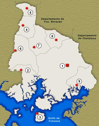 Valle Department Map, Honduras