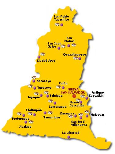 La Libertad Departamento Map, El Salvador