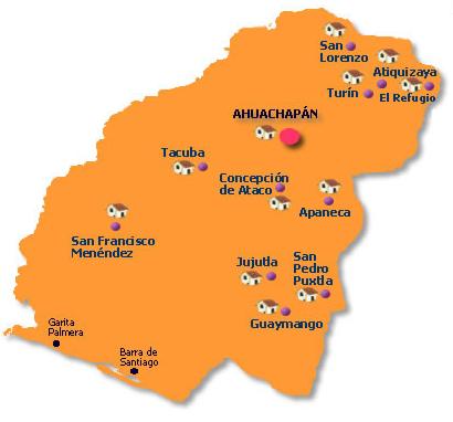 Mapa Departamento Ahuachapán, El Salvador