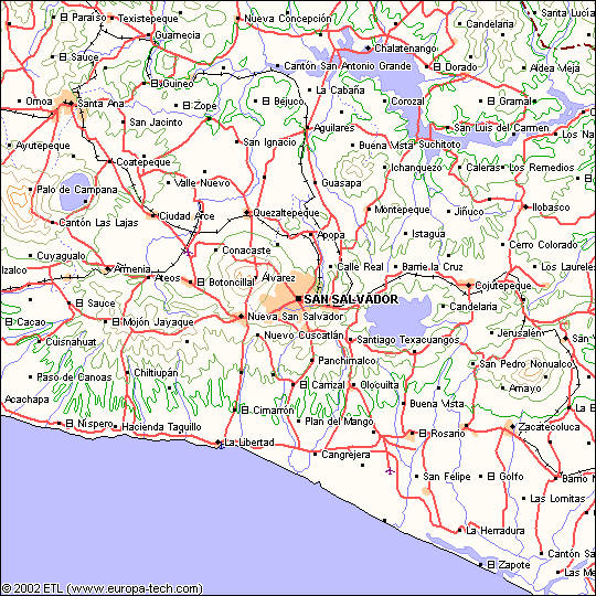Mapa Region de San Salvador, El Salvador