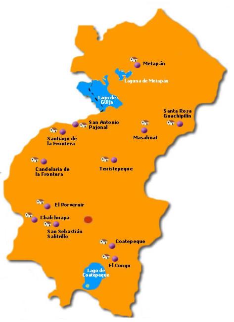 Santa Ana Departamento Map, El Salvador