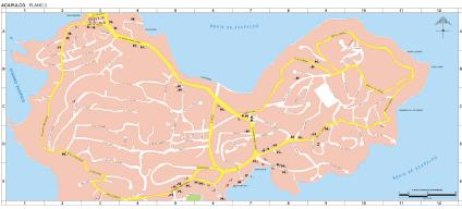 Carte d'Acapulco, Guerrero, Mexique