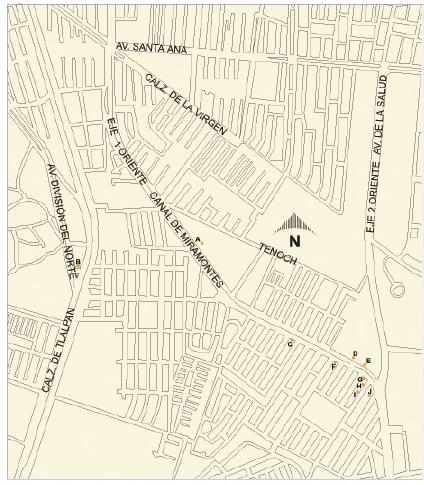 Carte du Canal de Miramontes (Nord), Mexico D.F. Carte du Canal de Miramontes (Nord), Mexico D.F.