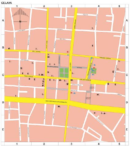 Carte de Celaya, Guanajuato, Mexique