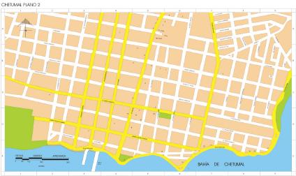 Carte de Chetumal (Centre), Quintana Roo, Mexique