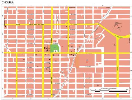 Carte de Cholula, Puebla, Mexique