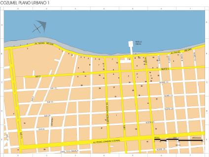 Carte de Cozumel, Quintana Roo, Mexique
