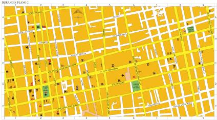 Carte de Durango (Centre Ville), Durango, Mexique