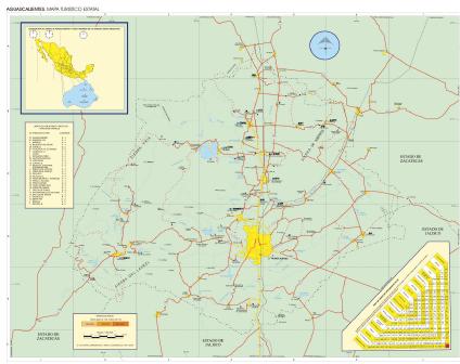 Carte de l'État d'Aguascalientes, Mexique