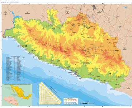 Carte de l'État de Guerrero, Mexique