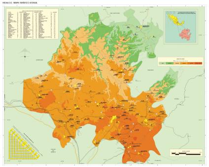Carte de l'État de Hidalgo, Mexique