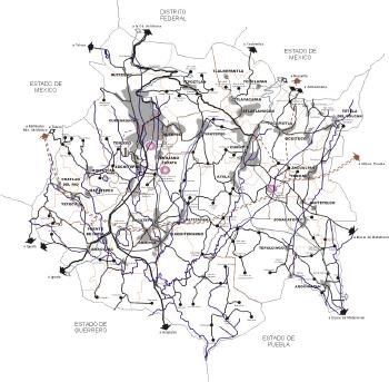 Carte de l'État de Morelos, Mexique