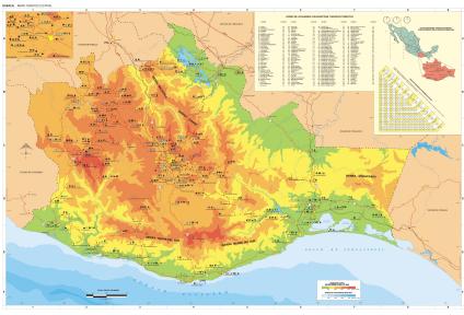 Carte de l'État de Oaxaca, Mexique
