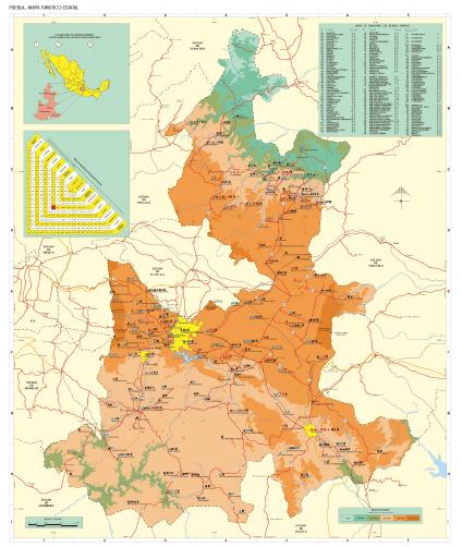 Carte de l'État de Puebla, Mexique