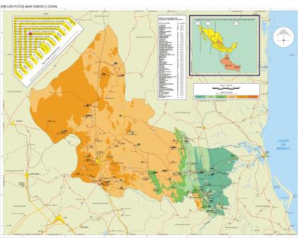 Carte de l'État de San Luis Potosí, Mexique