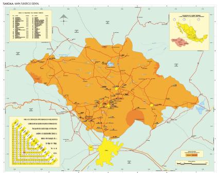 Carte de l'État de Tlaxcala, Mexique
