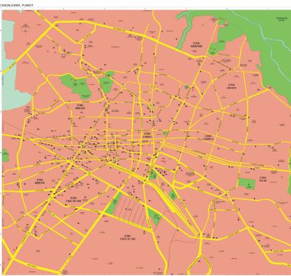Carte de Guadalajara, Jalisco, Mexique