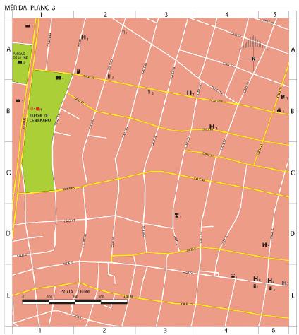 Carte de Mérida (Centre 1), Yucatán, Méxique