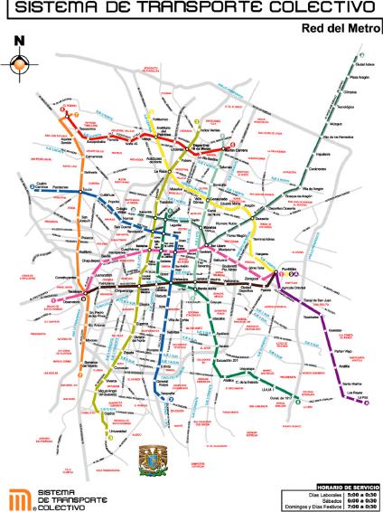 Carte du Métro de Mexico DF