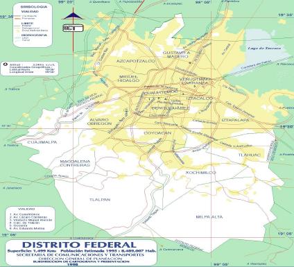 Carte de Mexico District Fédéral, Mexique