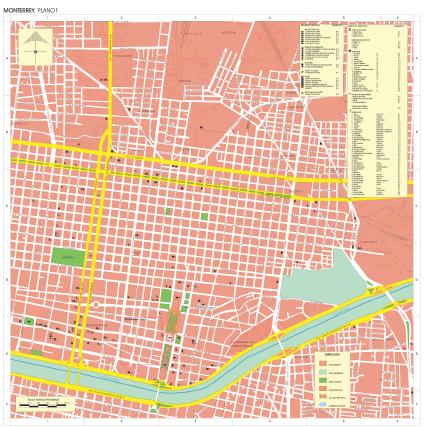 Carte de Monterrey, Nuevo León, Mexique