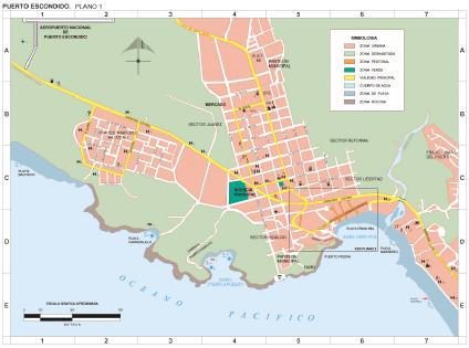 Carte de Puerto Escondido, Oaxaca, Mexique