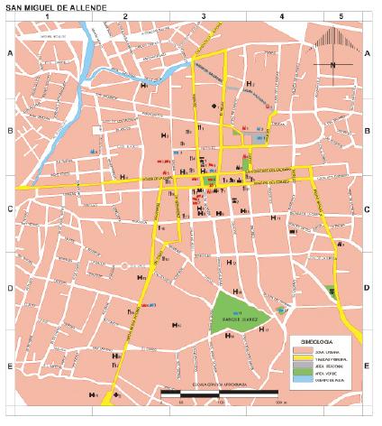 Carte de San Miguel de Allende, Guanajuato, Mexique