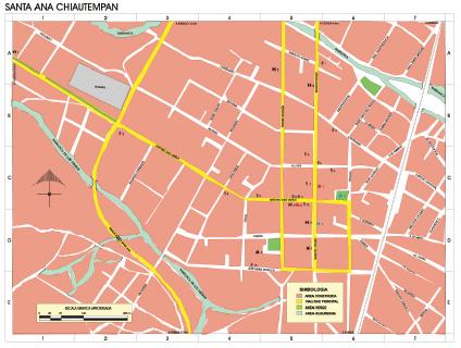 Carte de Santa Ana Chiautempan, Tlaxcala, Mexique