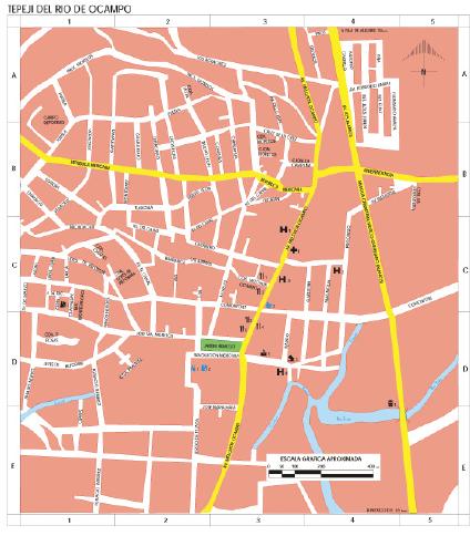 Carte de Tepeji del Río de Ocampo, Hidalgo, Mexique